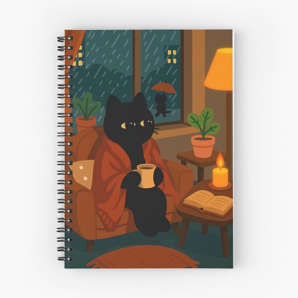 Item preview, Gato negro acogedor con café junto a la ventana | Arte reconfortante para una tarde lluviosa designed and sold by digifylab.
