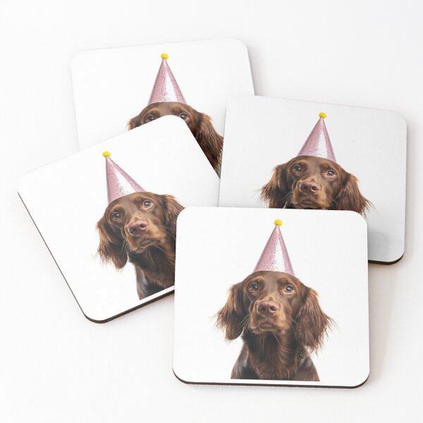 Item preview, Cute Irish Setter dog with Party Hat Birthday Celebration designed and sold by LazyOwlStore.