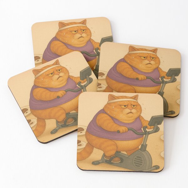 Item preview, fat cat on exercise bike designed and sold by Mauswohn.