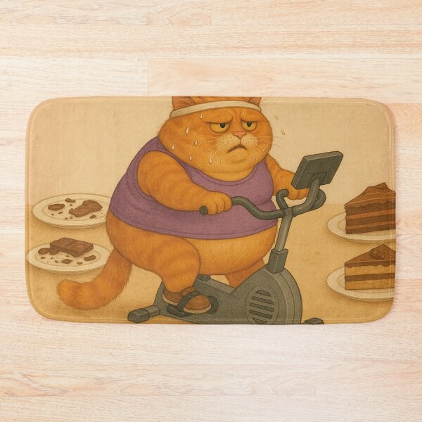 Item preview, fat cat on exercise bike designed and sold by Mauswohn.