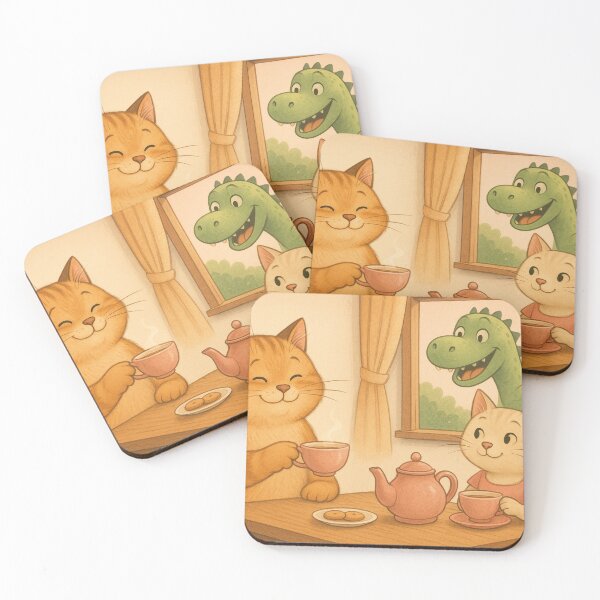 Item preview, Coffee or tea with cats and dinosaurs designed and sold by Mauswohn.