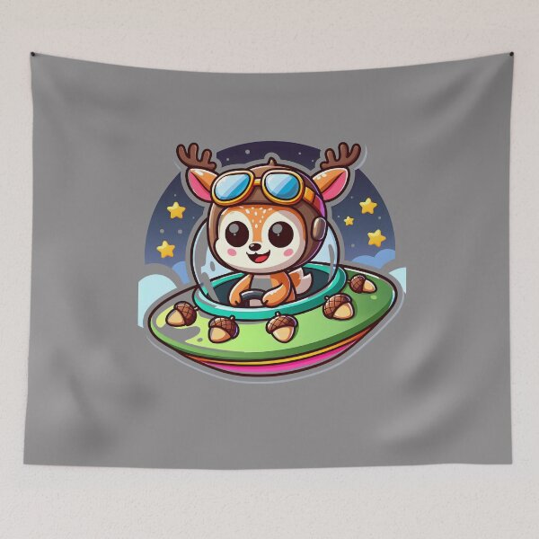 Item preview, UFO Kawaii Deer designed and sold by ArtistEmbrace.