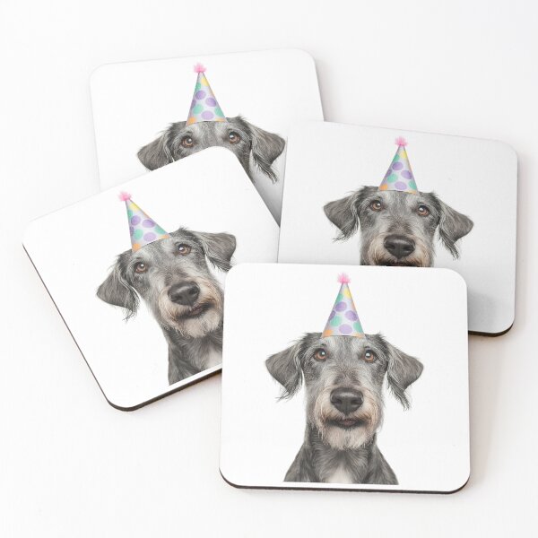Item preview, Cute Irish Wolfhound dog with Party Hat Birthday Celebration designed and sold by LazyOwlStore.