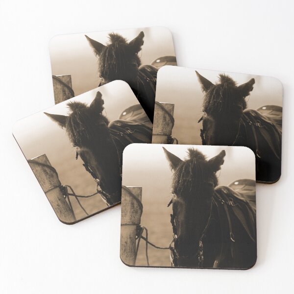 Item preview, horse waiting in fog in sepia designed and sold by FotoMahieu.