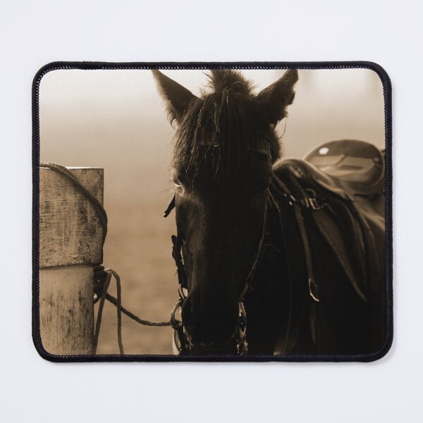 Item preview, horse waiting in fog in sepia designed and sold by FotoMahieu.