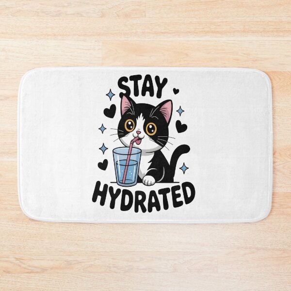 Item preview, Stay Hydrated Sticker – Cute Cat Drinking Water designed and sold by stylishsketcher.