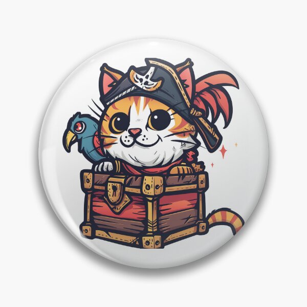 Item preview, Adorable Pirate Cat with Treasure Chest designed and sold by Line-Creations.