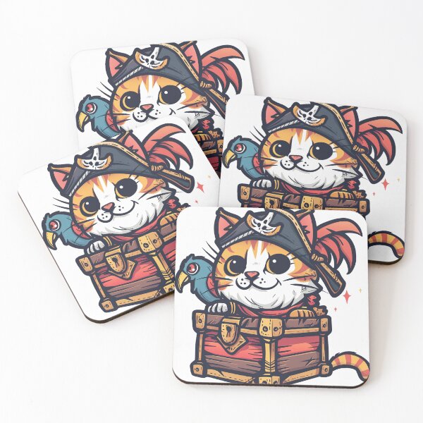 Item preview, Adorable Pirate Cat with Treasure Chest designed and sold by Line-Creations.
