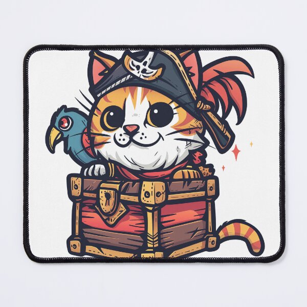 Item preview, Adorable Pirate Cat with Treasure Chest designed and sold by Line-Creations.