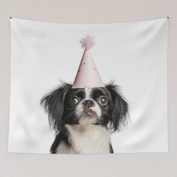 Item preview, Cute Japanese Chin dog with Party Hat Birthday Celebration designed and sold by LazyOwlStore.