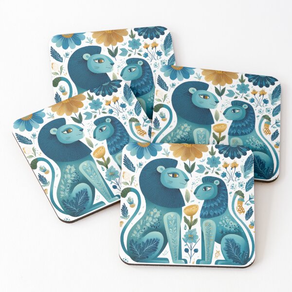 Item preview, Blue Lions in Floral Garden designed and sold by CHILDRENSJOY.