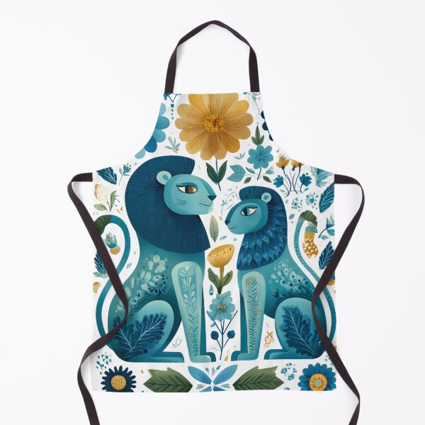 Item preview, Blue Lions in Floral Garden designed and sold by CHILDRENSJOY.