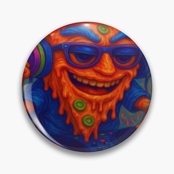 Item preview, DJ Pizza Slice | Funny Psychedelic Neon Art Poster designed and sold by buzzprints1234.