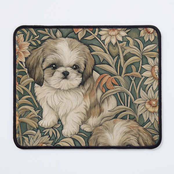 Item preview, Shih Tzu Garden Puppy Dogs William Morris Style designed and sold by AntiqueImages.