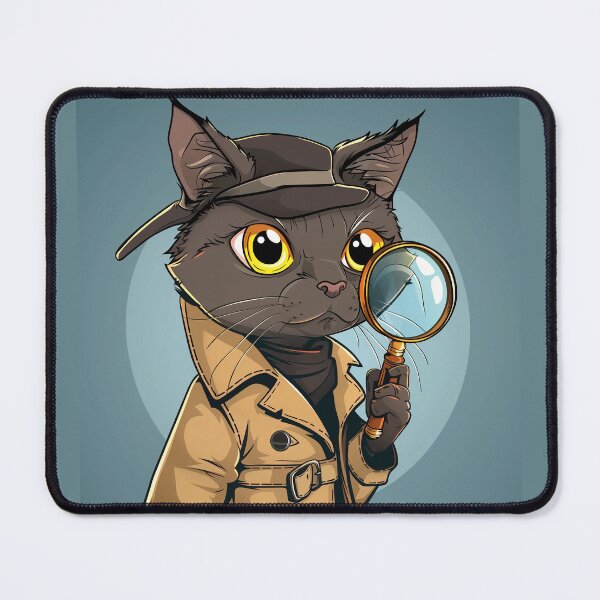 Item preview, Whimsical Black Detective Cat designed and sold by Line-Creations.