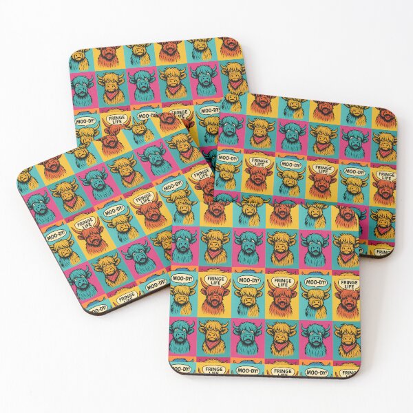 Item preview, Pop Art Highland Cows – Moo-dy & Fringe Life designed and sold by Zenvo.