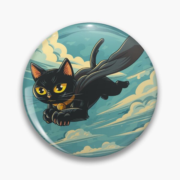 Item preview, Black Hero Cat Flying in the Sky designed and sold by Line-Creations.