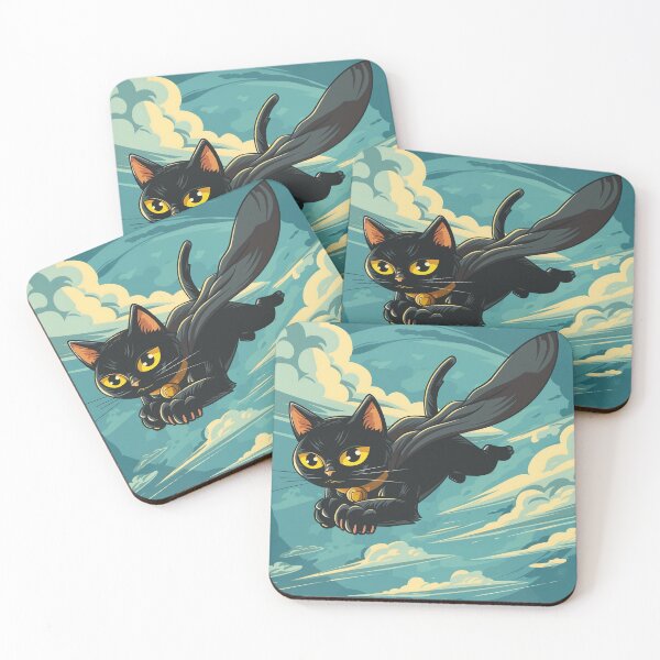 Item preview, Black Hero Cat Flying in the Sky designed and sold by Line-Creations.