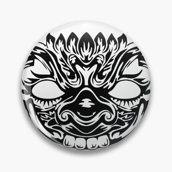 Item preview, Ink Thai Mask Art – Intricate Demon Warrior Line Design (Tosakan Inspired) designed and sold by Bspaces.