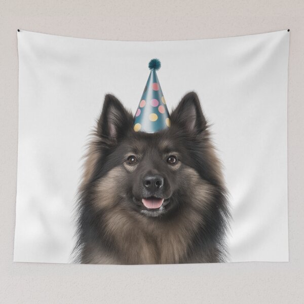 Item preview, Cute Keeshond dog with Party Hat Birthday Celebration designed and sold by LazyOwlStore.