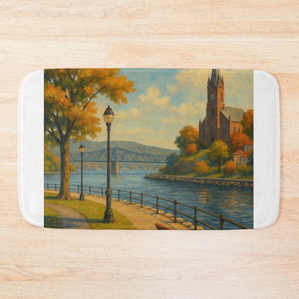Item preview, Ossining New York Autumn Riverwalk Scene designed and sold by Places On Earth.