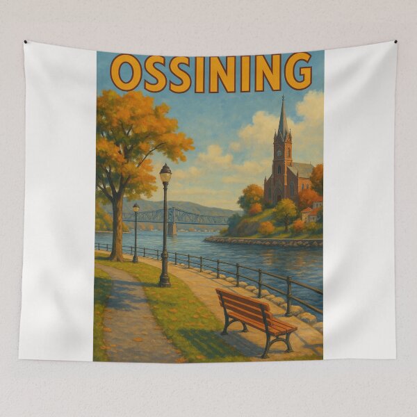 Item preview, Ossining New York Autumn Riverwalk Scene designed and sold by Places On Earth.