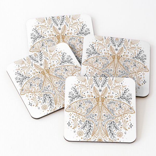Item preview, Flower elegant moth in gold and black color designed and sold by jancajiravova.