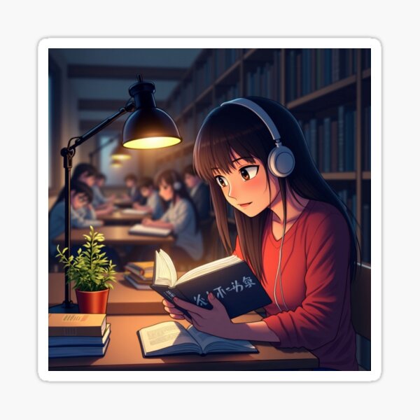 Item preview, Reading books in the library designed and sold by leesonho.