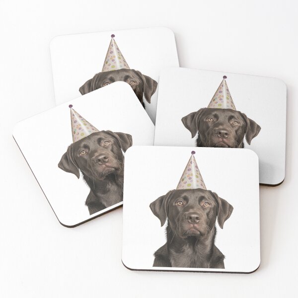 Item preview, Cute Labrador Retriever dog with Party Hat Birthday Celebration designed and sold by LazyOwlStore.