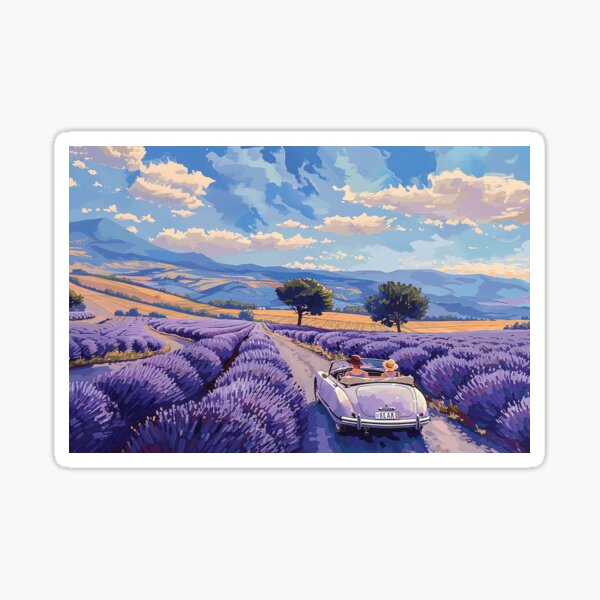 Scenic Drive Through French Lavender Fields Sticker