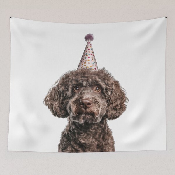 Item preview, Cute Lagotto Romagnolo dog with Party Hat Birthday Celebration designed and sold by LazyOwlStore.