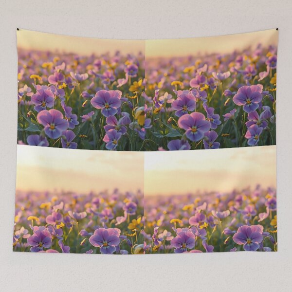 Item preview, Delicate Blooms: Light Purple Pansies Clustered in Garden designed and sold by EmeraldeaArt.