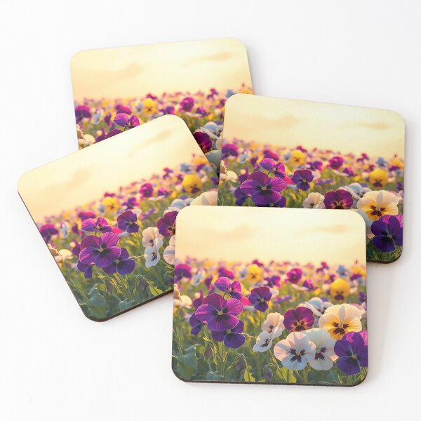Item preview, Sunset Floral Bliss: Colorful Pansies in a Field designed and sold by EmeraldeaArt.