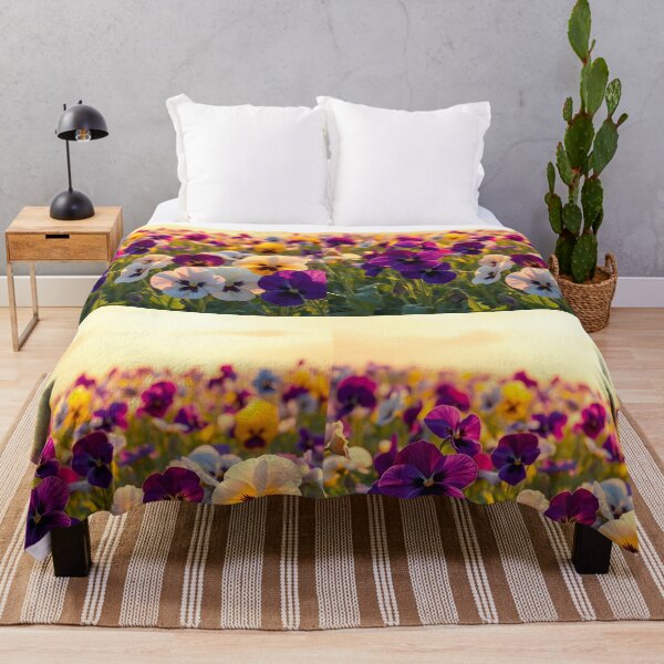 Item preview, Sunset Floral Bliss: Colorful Pansies in a Field designed and sold by EmeraldeaArt.
