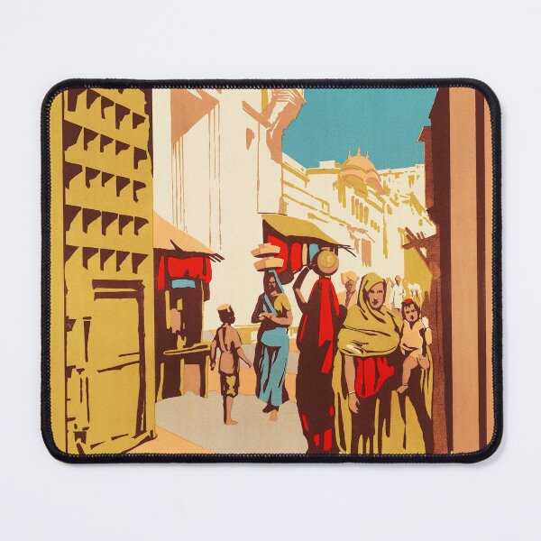 Item preview, SEE INDIA Jodhpur Street Market 1910 Vintage Travel Poster Advertisement Railroad designed and sold by retroposters.