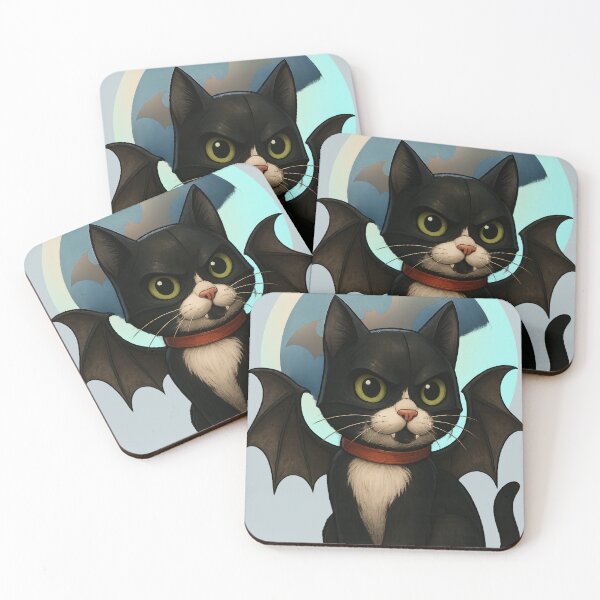 Item preview, Batcat – Gothic Cat Hero with Bat Wings Under the Moon designed and sold by Sepinik.