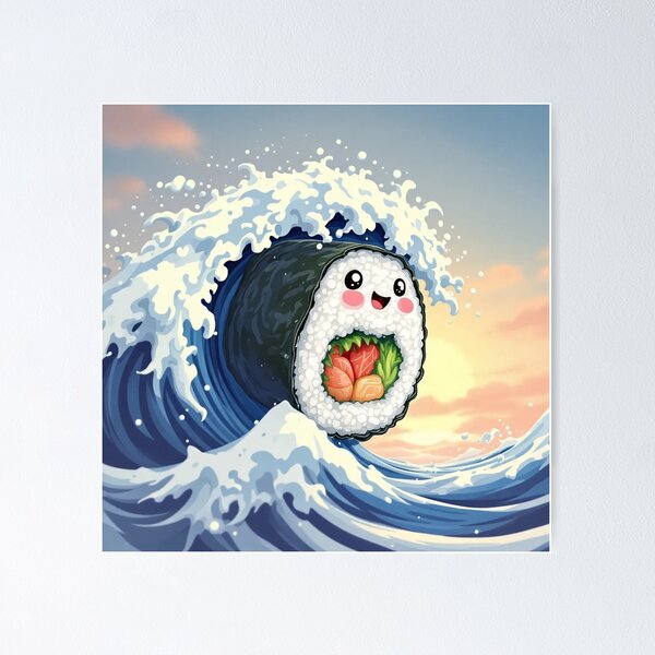 Item preview, "Sushi Surfer: Ride the Wave of Flavor!" blu designed and sold by aipichub.