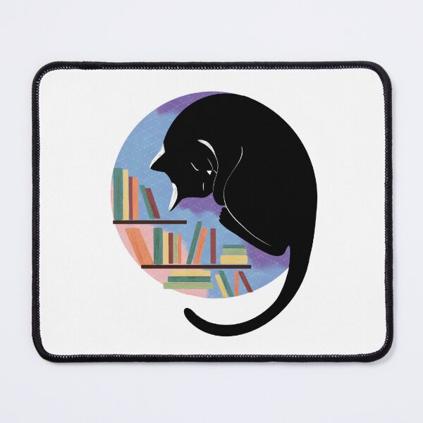 Item preview, Black Cat with Bookshelves – Cozy Lofi Aesthetic Illustration designed and sold by CraftedChapters.