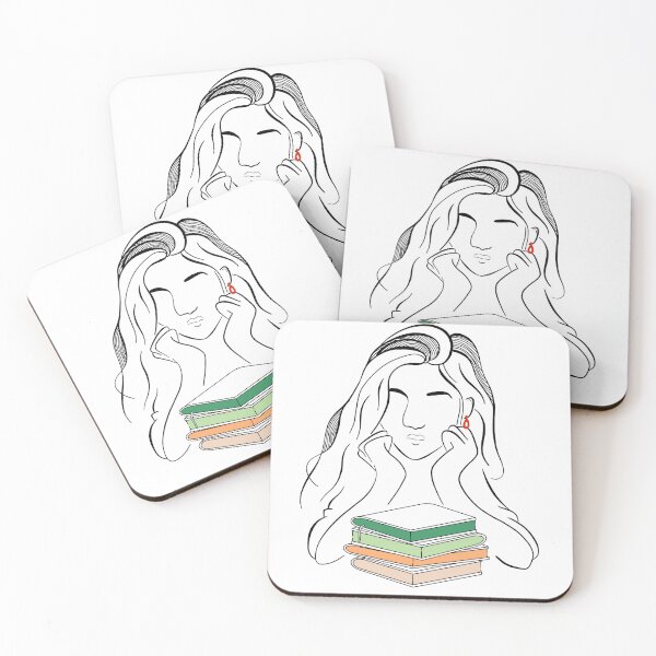 Item preview, Minimalist Book Girl Lineart – Painted Edges Aesthetic designed and sold by CraftedChapters.