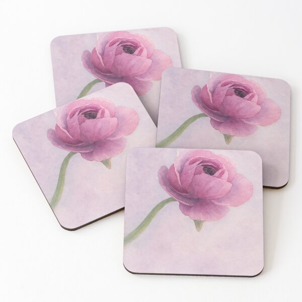 Item preview, Single Pink Ranunculus in Watercolor  designed and sold by Pacika.