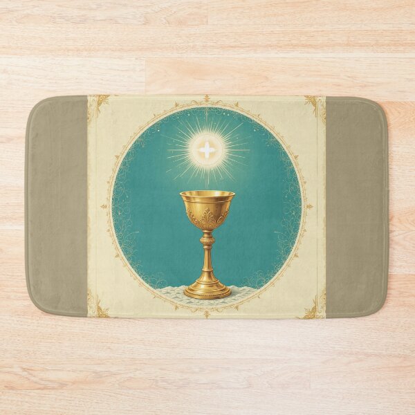 Artikelvorschau, Heilige Eucharistie – Katholische Vintage-Kunst mit Kelch und leuchtender Hostie entworfen und verkauft von Holy Ink.