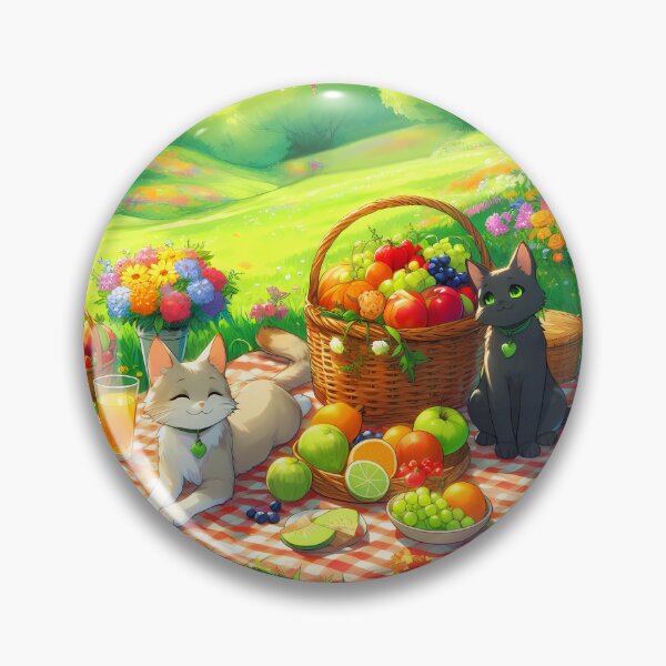 Item preview, Picnic Paws and Plaid Dreams – Anime Cats in a Field designed and sold by EmeraldeaArt.