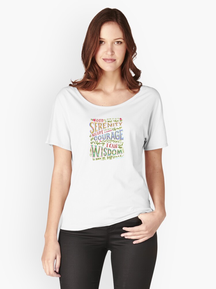 Thumbnail 1 of 3, Relaxed Fit T-Shirt, Serenity Prayer Hand Lettered designed and sold by JoAnn Weiss.
