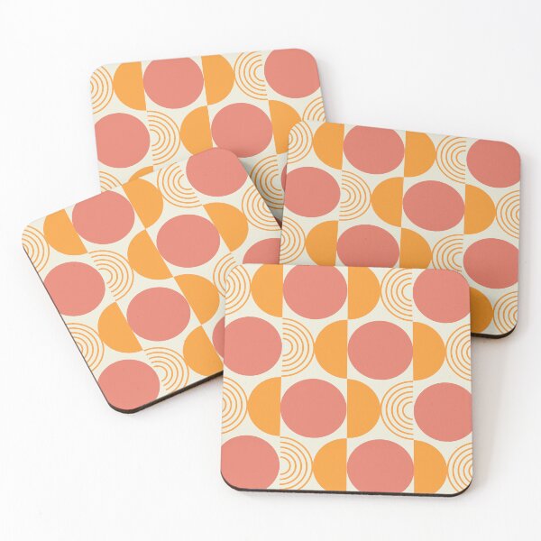 Item preview, Mid Century Modern Geometric Terracotta circles with orange half circle lines  designed and sold by Yasminepatterns .