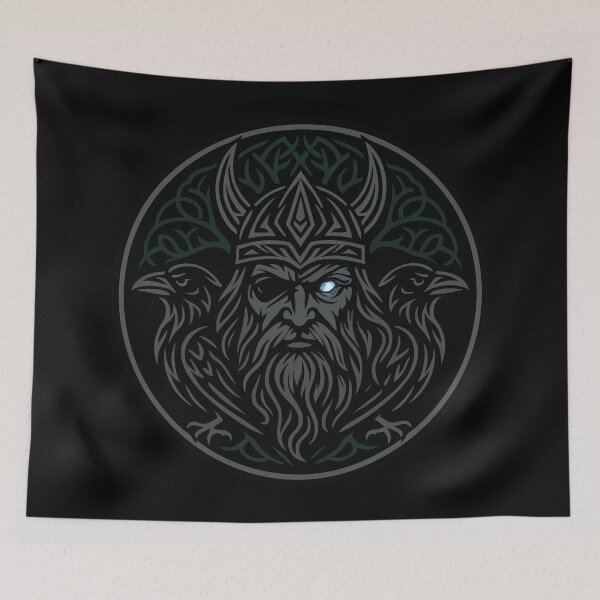 Item preview, Viking God Odin With Hugin And Munin Norse designed and sold by TomFrontierArt.