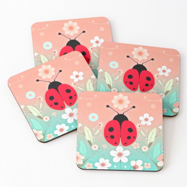 Item preview, Spring-like flower design with ladybug designed and sold by Garrulus glandarius.