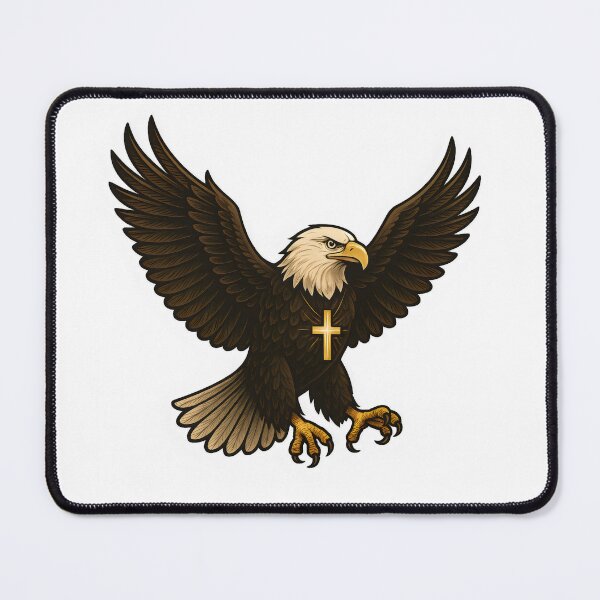 Item preview, Majestic Bald Eagle with Glowing Cross – Patriotic Faith Symbol Design designed and sold by PixelNovaStudio.
