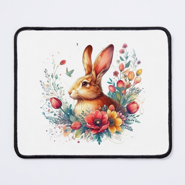 Artikelvorschau, Ein eleganter, starker Hase umgeben von bunten Blättern und Blumen entworfen und verkauft von Marcoshop10.
