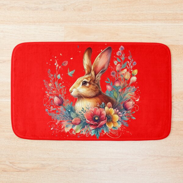 Item preview, An elegant, strong hare surrounded by colorful leaves and flowers designed and sold by Marcoshop10.