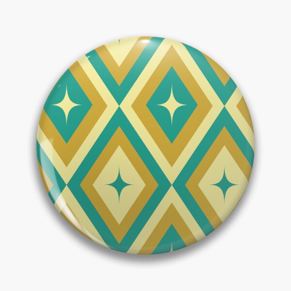 Item preview, Mid Century Retro Starbursts pattern on harlequin Diamonds in Teal, Mustard Yellow and Beige  designed and sold by Yasminepatterns .